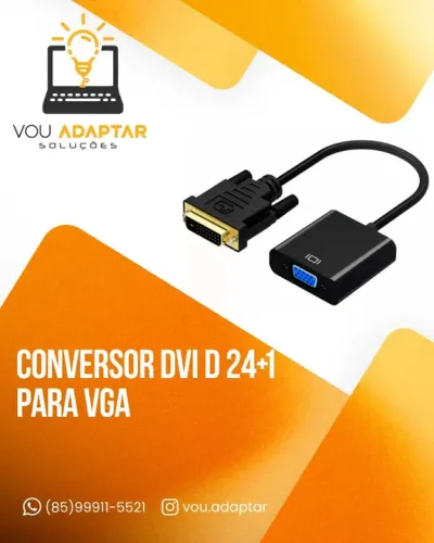 Cabo Adaptador Dvi-d 24+1 para VGA 15 Pinos