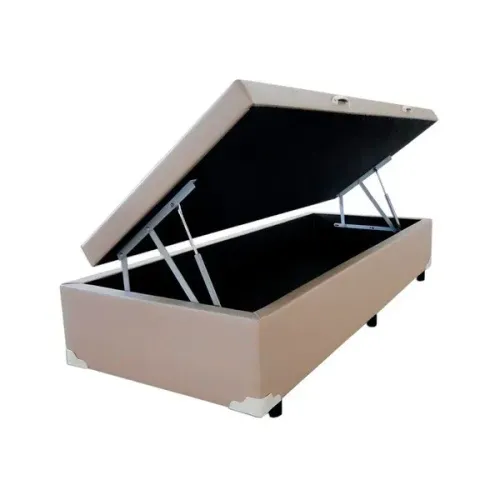 Base Box Baú Solteiro Blindado Bege - Entrega Rápida! 