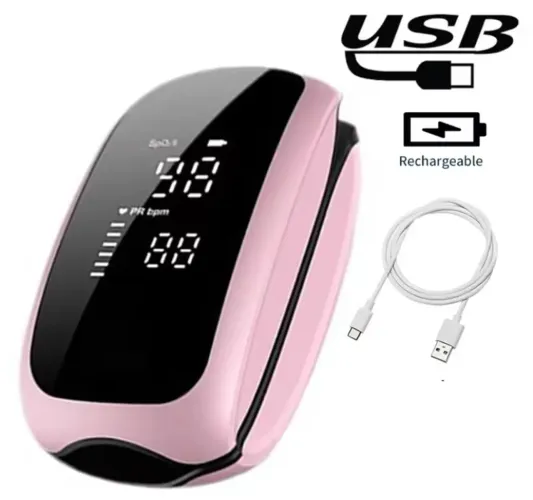 Oximetro Rosa com cabo USB e cordão 