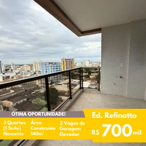 FIT - Venda - Apto. Centro - 3 Quartos (1 suíte + closet) - Nascente - 140m²