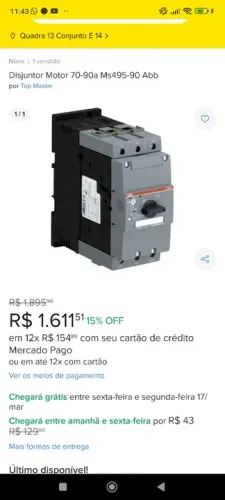 Disjuntor motor ABB MS495