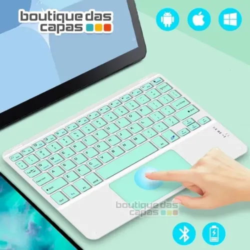 Teclado Sem Fio Bluetooth Com mouse TouchPad Celular iphone ipad tablet notebook