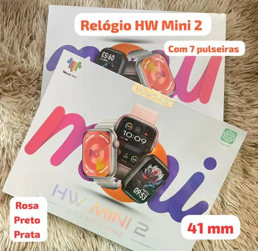 Smartwatch HW Mini 2 com 7 Pulseiras e 41mm