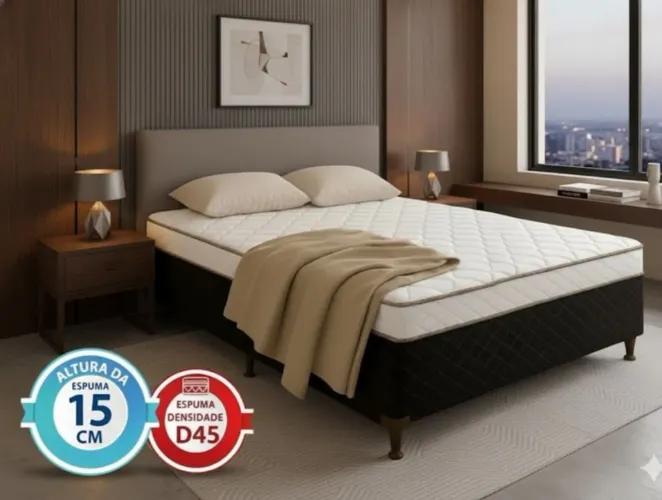 Cama Acoplada casal espuma D45 com 15cm de espuma  nova 