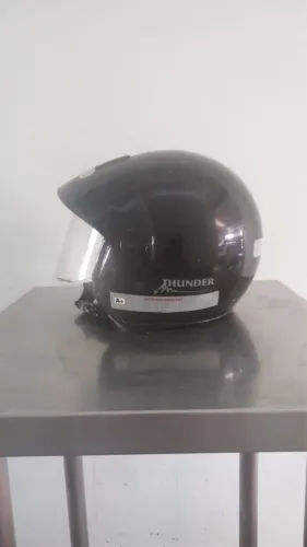 Capacete Thunder Aberto Preto Brilho Tam 58