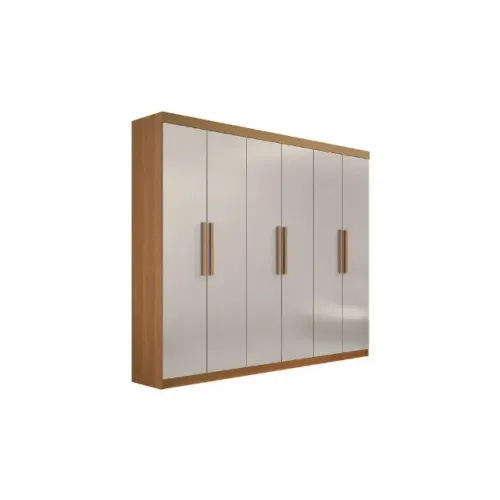 Guarda Roupa Leblon 6 Portas D'Doro Cinamomo/Off White - Entrega Rápida!