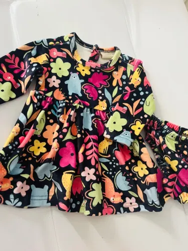 Vestido Infantil Menina Flores e Animais