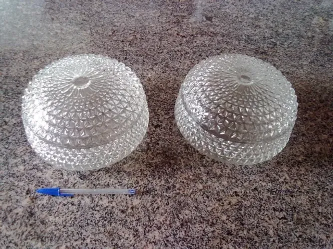 Antigo Jogo De Lustres Diâmetro 65,0 Cm Vidro canelado dos anos 80