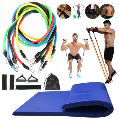 Kit Elástico Extensor + Colchonete Academia 90x40x03cm