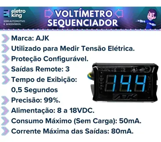 Voltímetro Digital Ajk Sequenciador Remote