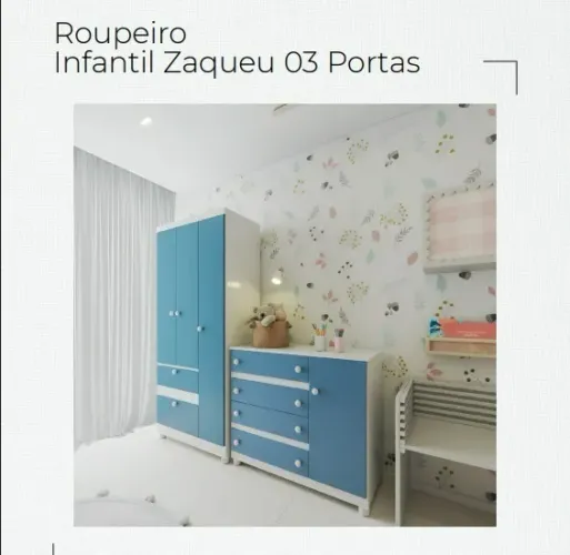 "Conjunto Infantil Premium: Roupeiro 3 Portas + Cômoda 4 Gavetas 100% MDF em Oferta Especi