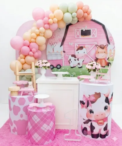 Kit Pegue e Monte Fazendinha Rosa - Decoração de Festa em Goianésia