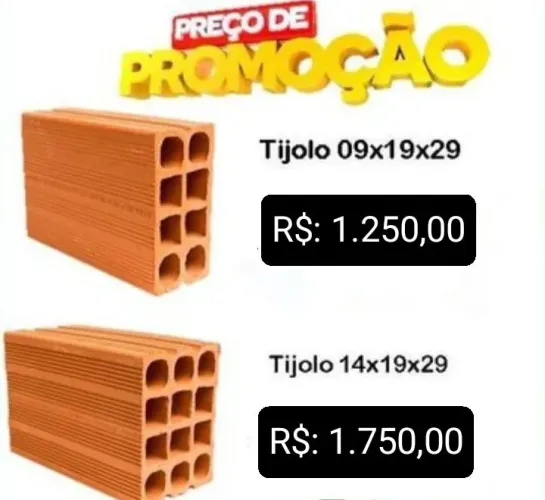 Tijolos primeira linha, direto de fábrica