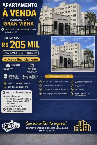  Apartamento 2 Quartos no Condomínio Gran Viena - Jardim Balneário