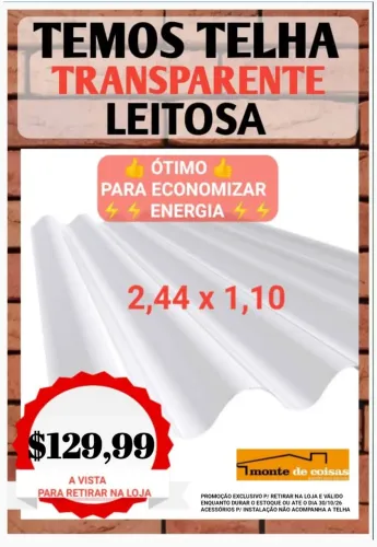 TELHA TRANSLÚCIDA 2,44 x 1,10 !! PROMOÇÃO !!