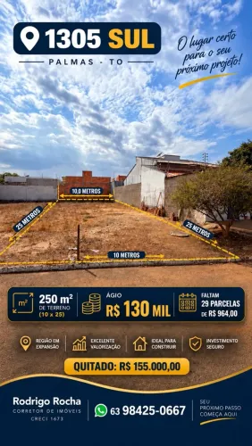 Vendo ágio de lote na 1305 sul ARSO 132