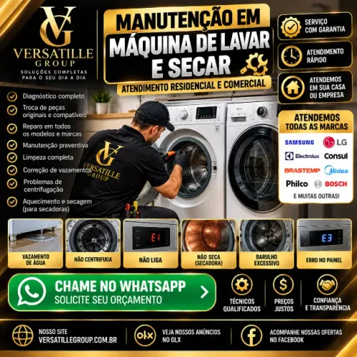MANUTENÇÃO DE MÁQUINAS DE LAVAR, SECADORAS E LAVA E SECA