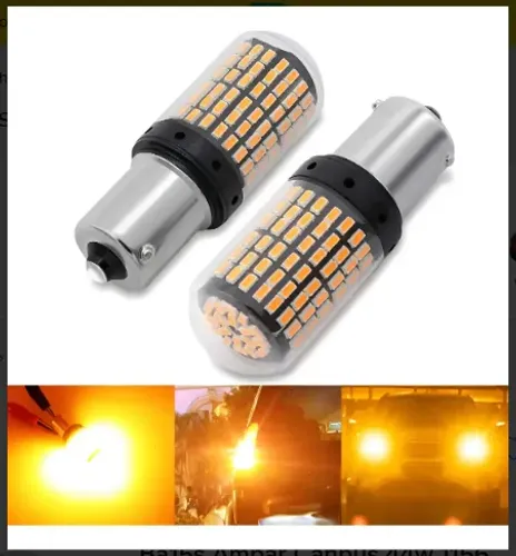 Par Lâmpada de pisca 144 Led laranja Seta Pisca Ba15s Ambar Canbus 44w 1156