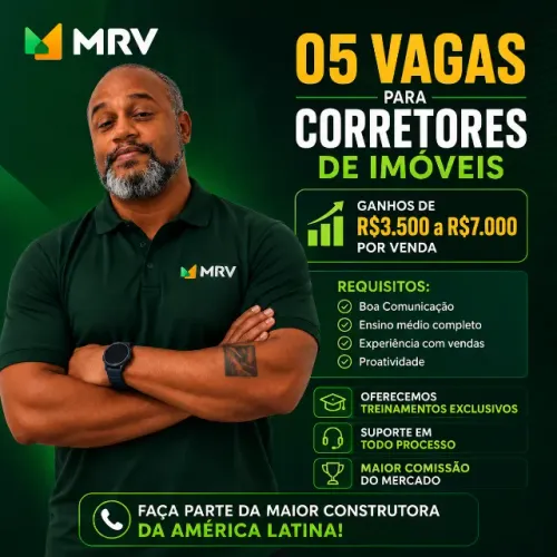 Vaga para Corretor de Imóveis | Ganhos de R$ 3.500 a R$ 7.000 por Venda