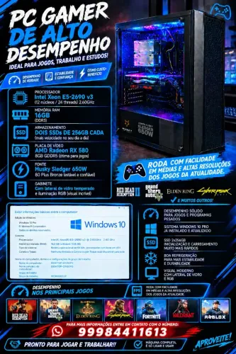 Pc gamer x99 Xenon e5 2690v3, 16gb ram e x 580 8gb ram.