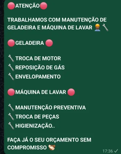 CONSERTO DE GELADEIRA E MÁQUINA DE LAVAR !!