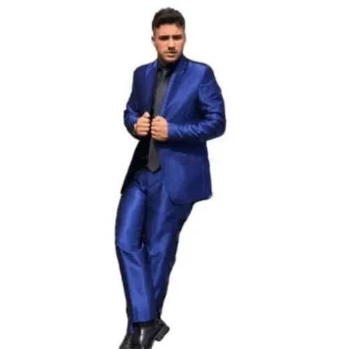 Terno Slim Polivisose Azul Brilhante Para Eventos e Etc. - Paleto + Calça + Preço Baixo "E