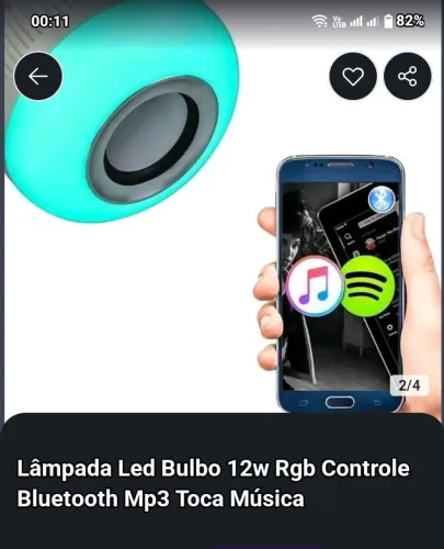 Lâmpada inteligente sono bluetooth e cores 