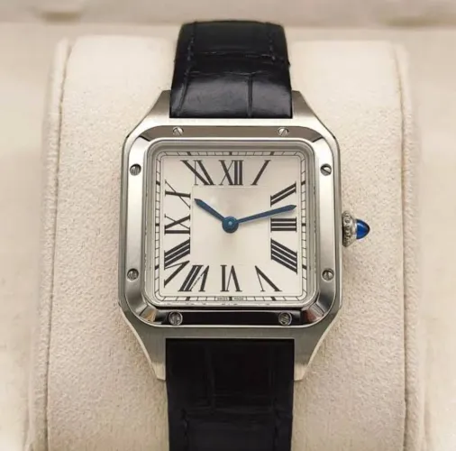 Relógio Cartier santos pulseira de couro + caixa oficial 