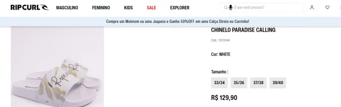 CHINELO SLIDE RIP CURL PARADISE - negociável