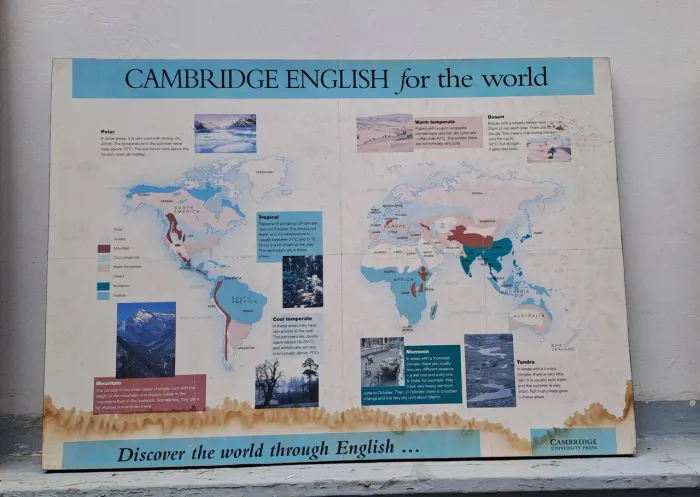Quadro educativo de inglês cambridge english aprenda sobre os climas para crianças
