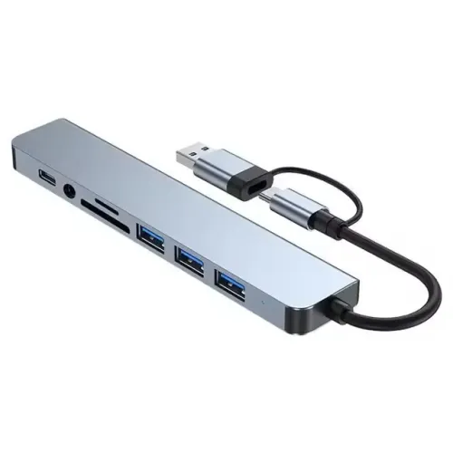 Hub 8 em 1 Adaptador Usb Tipo C Cartao SD P2/P3