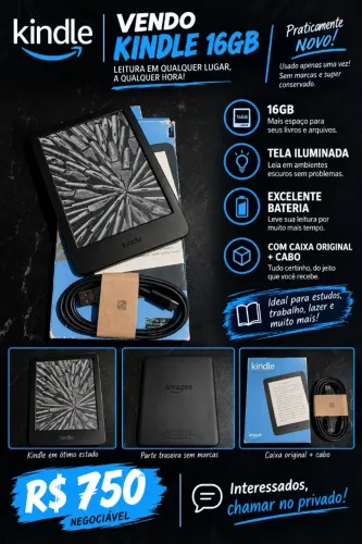 Kindle 16 gb, novo, usado apenas uma vez.