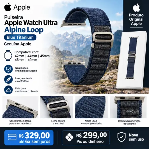 Pulseira Apple Watch Ultra alpine loop blue sem uso para 42,44,45,46 e 49mm