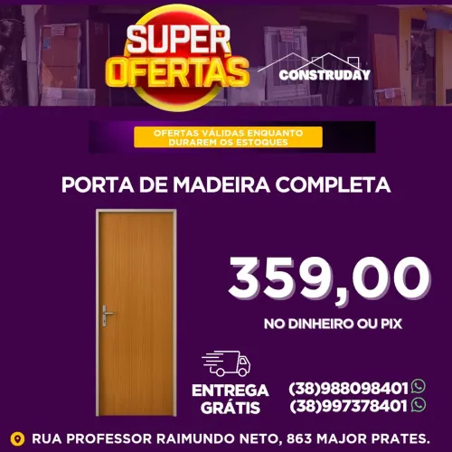 Portas de Madeira Completa com Esquadria de Alumínio 