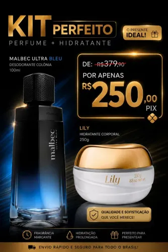 ? KIT O BOTICÁRIO ORIGINAL | MALBEC ULTRA BLEU 100ML + LILY 250G ?