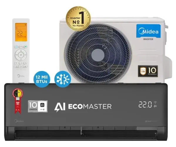 Vende-se ar condicionado Midea 12 mil BTUs inverter Ecomaster preto