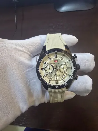 Relógio Mini Focus Cronograph 42mm Pulseira Latex Off White Full set