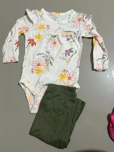 Conjunto Bebê Menina Carter's 9 Meses Body Floral e Calça Lisa Original Novo