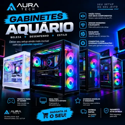Quer deixar seu setup muito mais bonito e moderno? GABINETES AQUARIOS