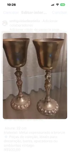 Par de taças bronze