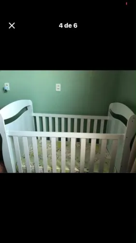 Berço peroba 2 em 1 com varal pra mosquiteiro, branco + colchão pelmex
