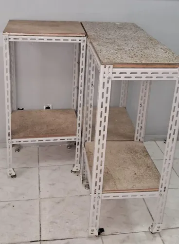 BALCÃO ARTICULÁVEL,  3 PECAS EM FERRO E PEDRA. PRODUTO ARTESANAL