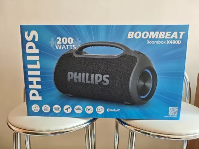 PHILIPS, Boombeat, Caixa de Som Bluetooth Boombox, TAX400B/00, USB, Auxiliar, TWS, USB Pow