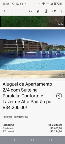 ALUGUEL PARALELA, COND. BRISAS, 2 QUARTOS, SUITE, Salvador - BA