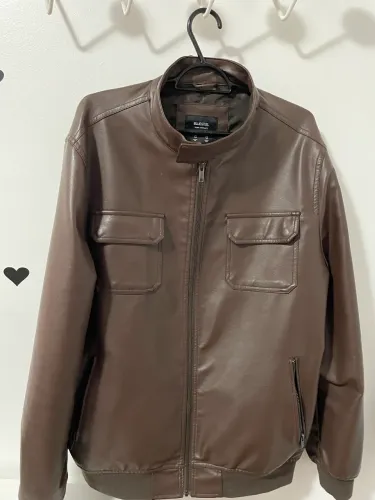 Jaqueta masculina em PU marrom TAM G Blue Steel