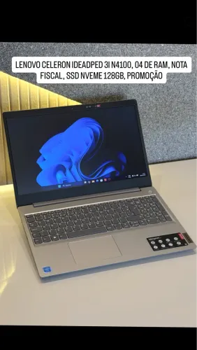 LENOVO CELERON IDEADPED 3I N4100, 04 DE RAM, NOTA FISCAL, SSD NVEME 128GB, PROMOÇÃO