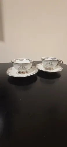 Duas Xícaras Chá Antigas Porcelana Real Bodas De Prata 25 Anos