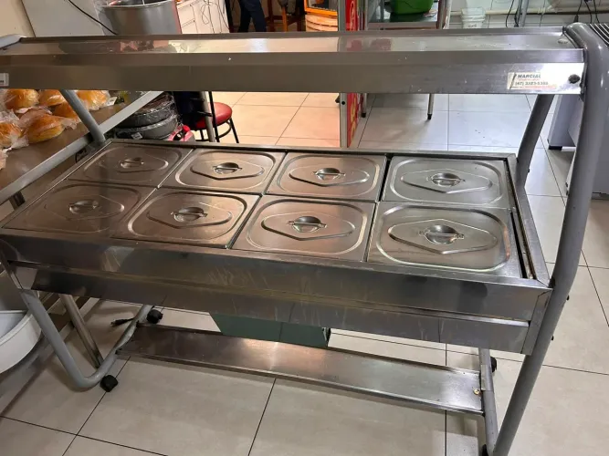 Balcão self service buffet duplo Estufa 8 cubas.