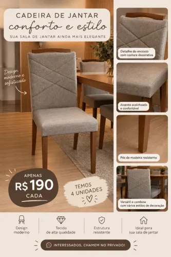 Cadeira de jantar estofada