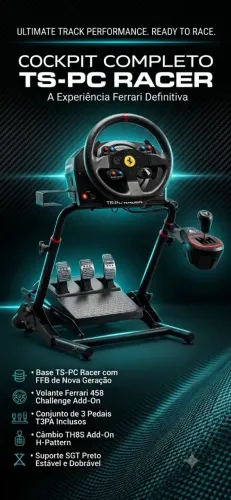 Cockpit Sim Racing Completo Thrustmaster TS-PC + Ferrari + TH8S